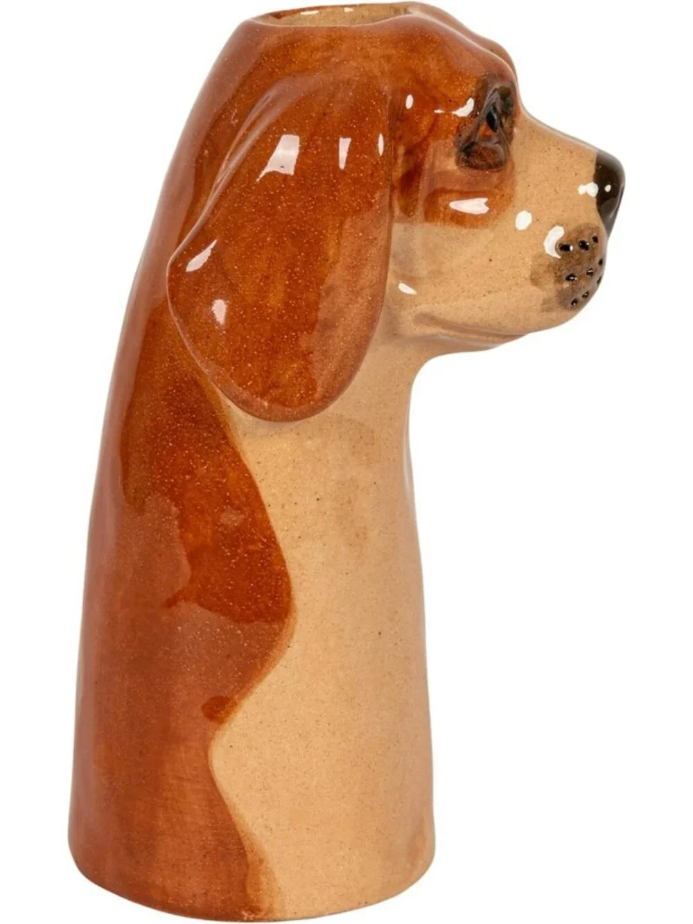 Hand-Painted 4-Piece Stoneware Dog Head Vase Set | Colorful Home Decor Accent